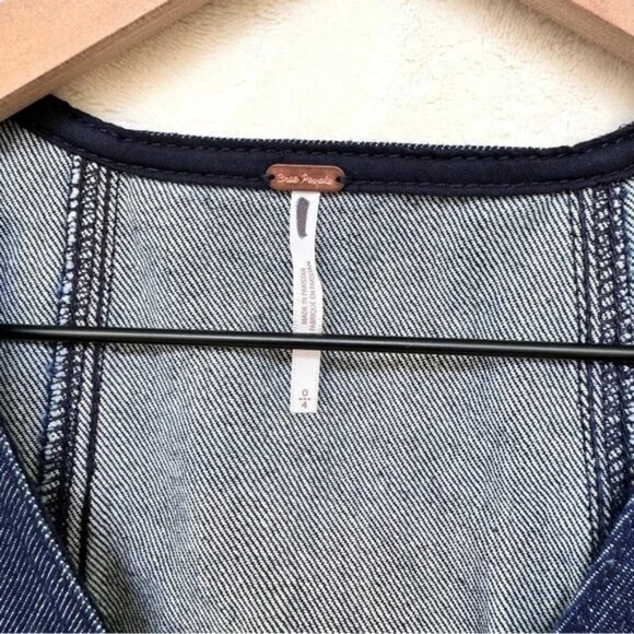 NWOT Free People Scout Denim Vest and Skirt Set in Teal Flower - Picture 9 of 14